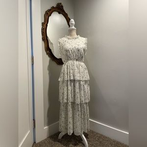 Whyte Valentyne Ruffled Midi Dress with floral print